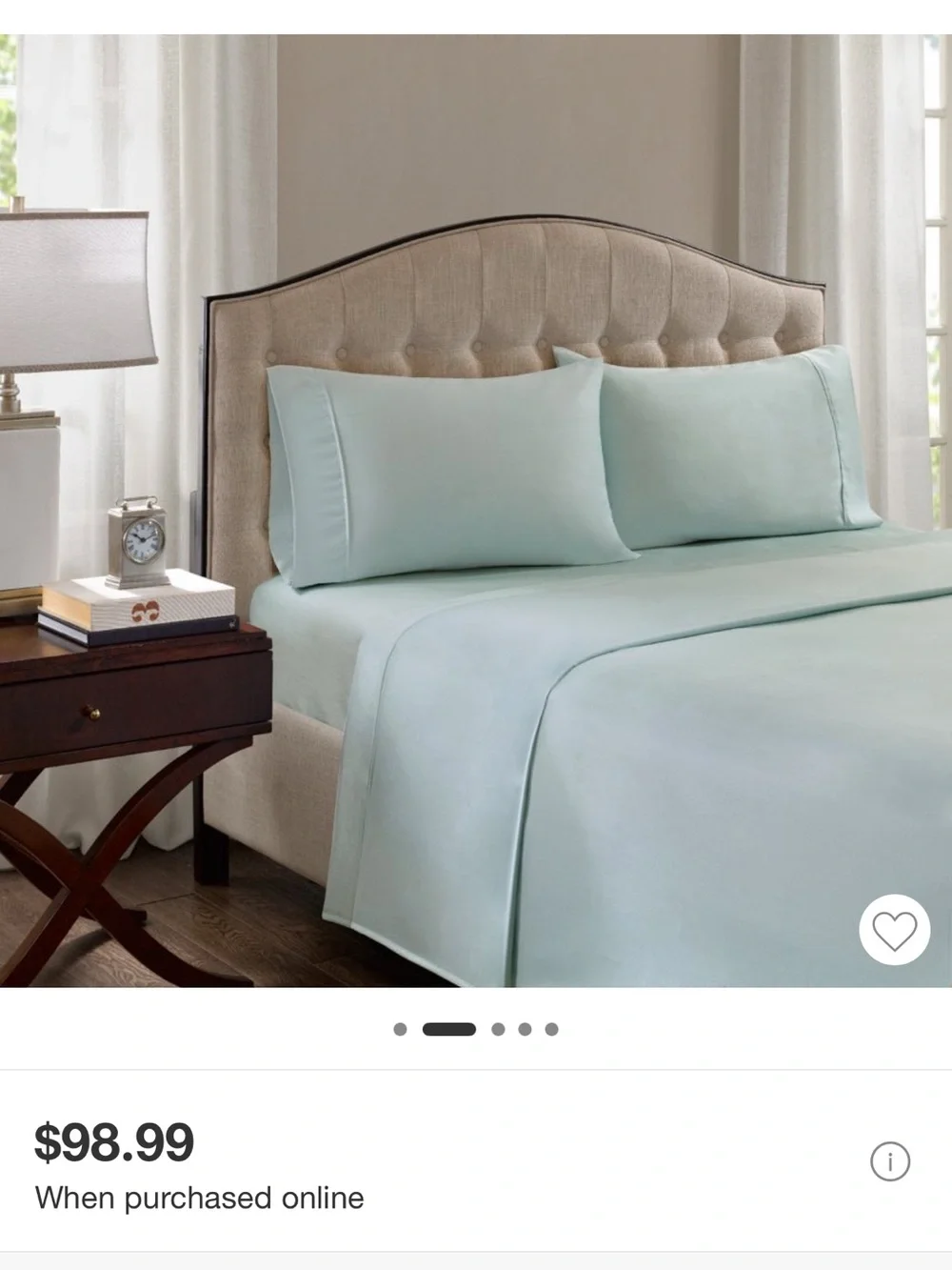 King 1500 Thread Count Cotton Blend 4pc Sheet Set Seafoam